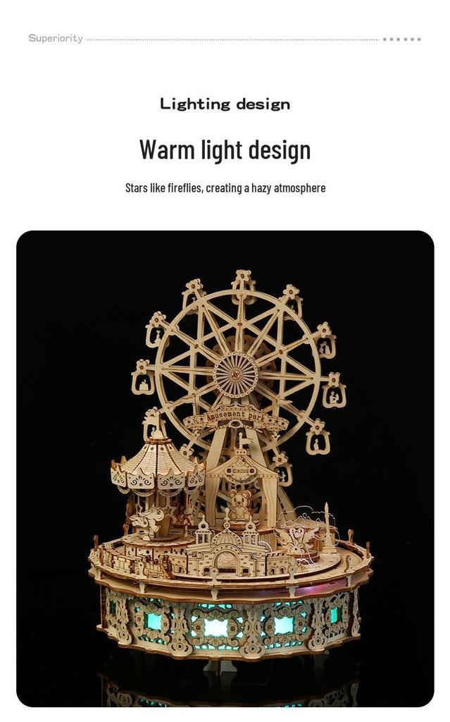 3D Dream Amusement Park Wooden Jigsaw Puzzle: Children's Educational Toy and Desk Ornament