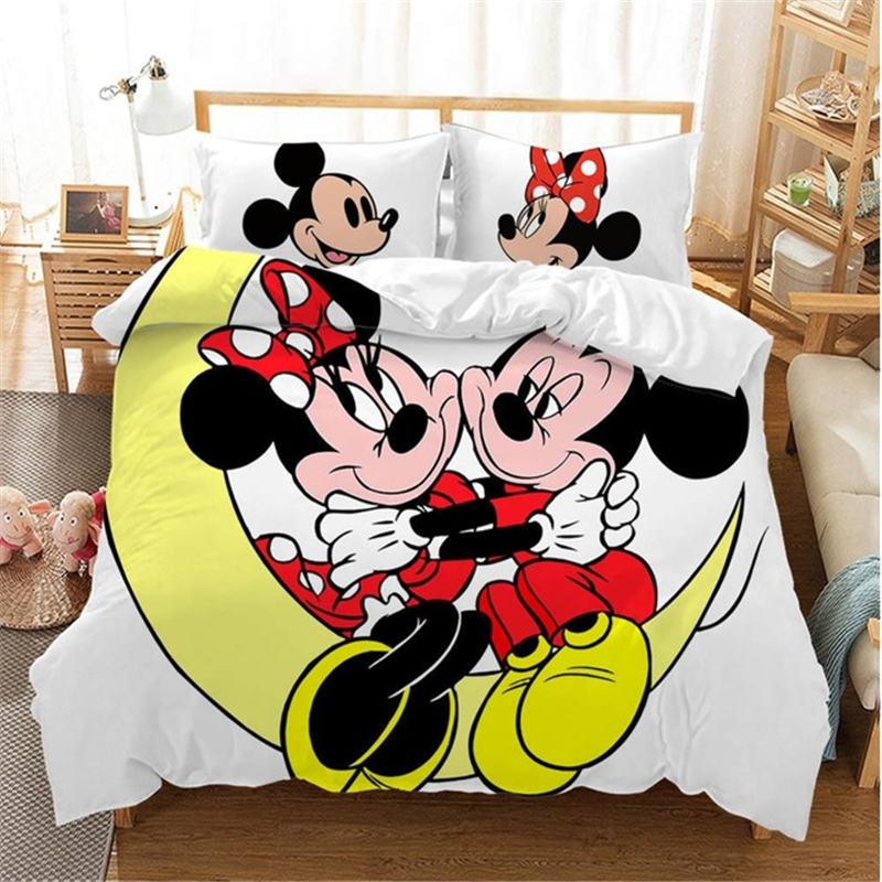 

Christmas Mickey Minnie Mouse Bedding Set Cartoon For Children Boys Girl Adult Duvet Cover Christmas Birthday Gift US Full(200*230cm)3pcs