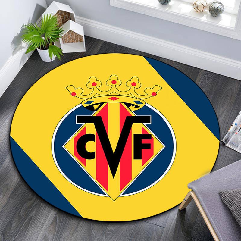 Villarreal Club De Fútbol,Round Area Rug,Carpet Rug for Living Room Bedroom Sofa Playroom Decor,Non-slip Floor Mat