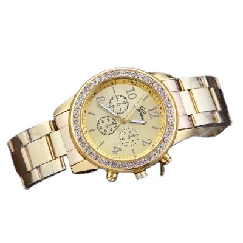 Herren- und Damenuhr mit Stahlband und Strasssteinen, modische Damenuhr im koreanischen Stil mit trendiger Dekoration