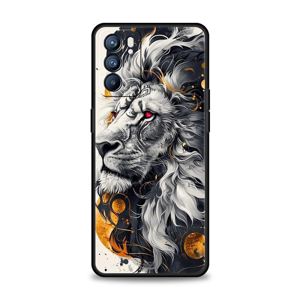 Cross Pattern Bicolor Lion Phone Case For Oppo A17 A31 A54 A57 A78 A79 A98 Find X5 X6 Reno 6 7 8 10 11 12 13 F Pro 5G Soft TPU