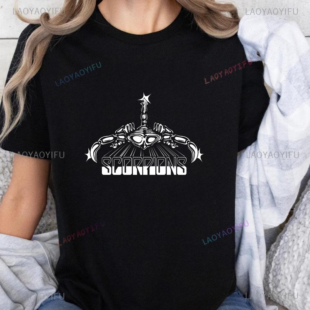 Loose and Retro Scorpions Rock Band Summer Y2K Short-sleeved Shirt Suitable for Both Men and Women, Large Size T-shirt