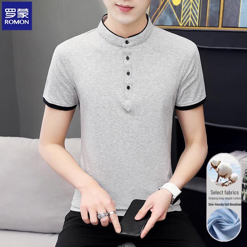 ROMON Men's Short Sleeve Xinjiang Cotton Polo Shirt