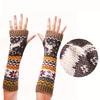 WTEMPO 1 Pair Christmas Knitted Half-finger Long Gloves Winter Warm Jacquard Weave Arm Cover Cold -proof Windproof Sleeves