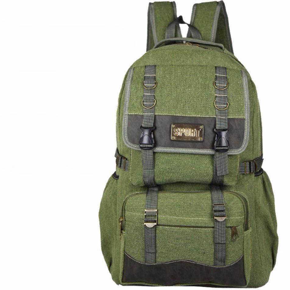 Men Women Durable Canvas Backpack Large Capacity Outdoor Hiking Travel Luggage Bag Big Student School Bag