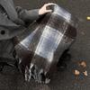 Winter New Mohair Striped Women Scarf Girls Female Warm Thickened Long Scarves Soft Coarse Braid Tassel Shawl Retro Wrap Shawls