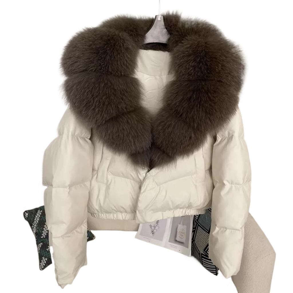 New cotton clothes women's fashion collar winter foreign style women's coat women's feather anti-warm fox hair short