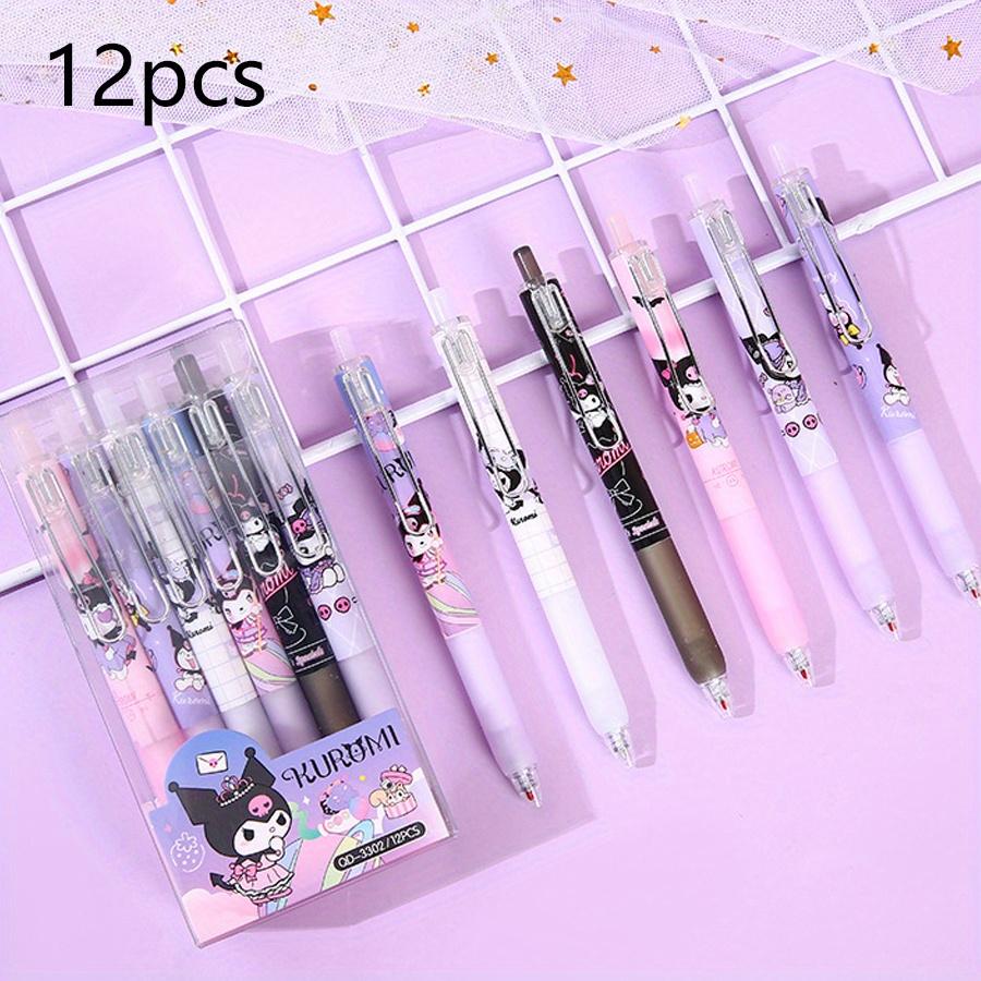 12Pcs 0.5mm Sanrio Kuromi Elf Box Press Pen High-Pretty Neutral Pen ST Head Sign Pen Black Smooth Back To School Season