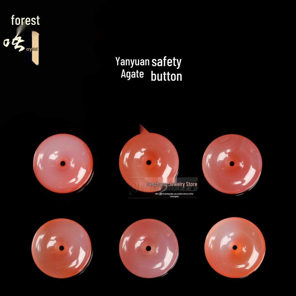 Senwu Natural Yanyuan Agate Peace Buckle Carved Pendant - Vermilion DIY Jewelry Accessory