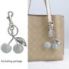 Glitter Silvery Cherry Keychain Fruits Cherries Pendant Car Keyring For Coach Handbags Shoulder Bags Accessories