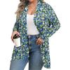 Women's Fall And Winter Fashion Casual Print Long Sleeve Mid-Length Cardigan Jacket