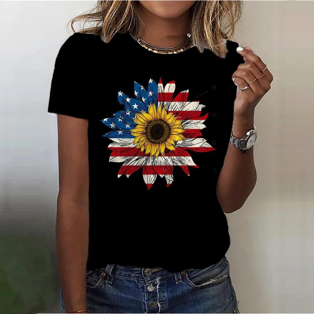 Летняя женская футболка повседневная кавайная Подсолнух Кот 3D принт женская дышащая — фото 4