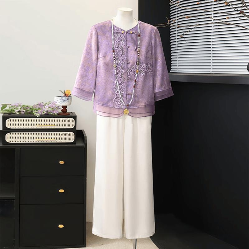 Mid-Aged Women s New Chinese Embroidered Summer Top 2XL