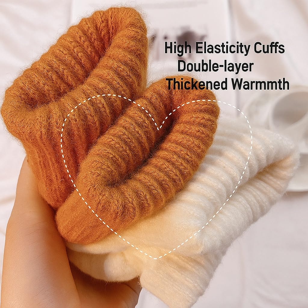 Winter Cute Plush And Thick Double-layer Cycling Cold-proof Tap Screen Plush Knitted Warm Gloves