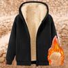 Women's Fashion Fleece-Lined Thermal Top Solid Color Hoodie Jacket With Pockets