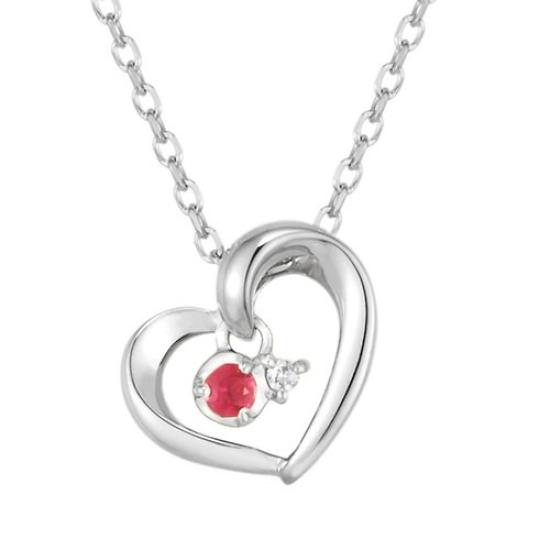 Вечное Серебряное Ожерелье Рубин Алмаз 111614121813 4℃ [Йондоси] [Июльский Камень Рождения] 4℃