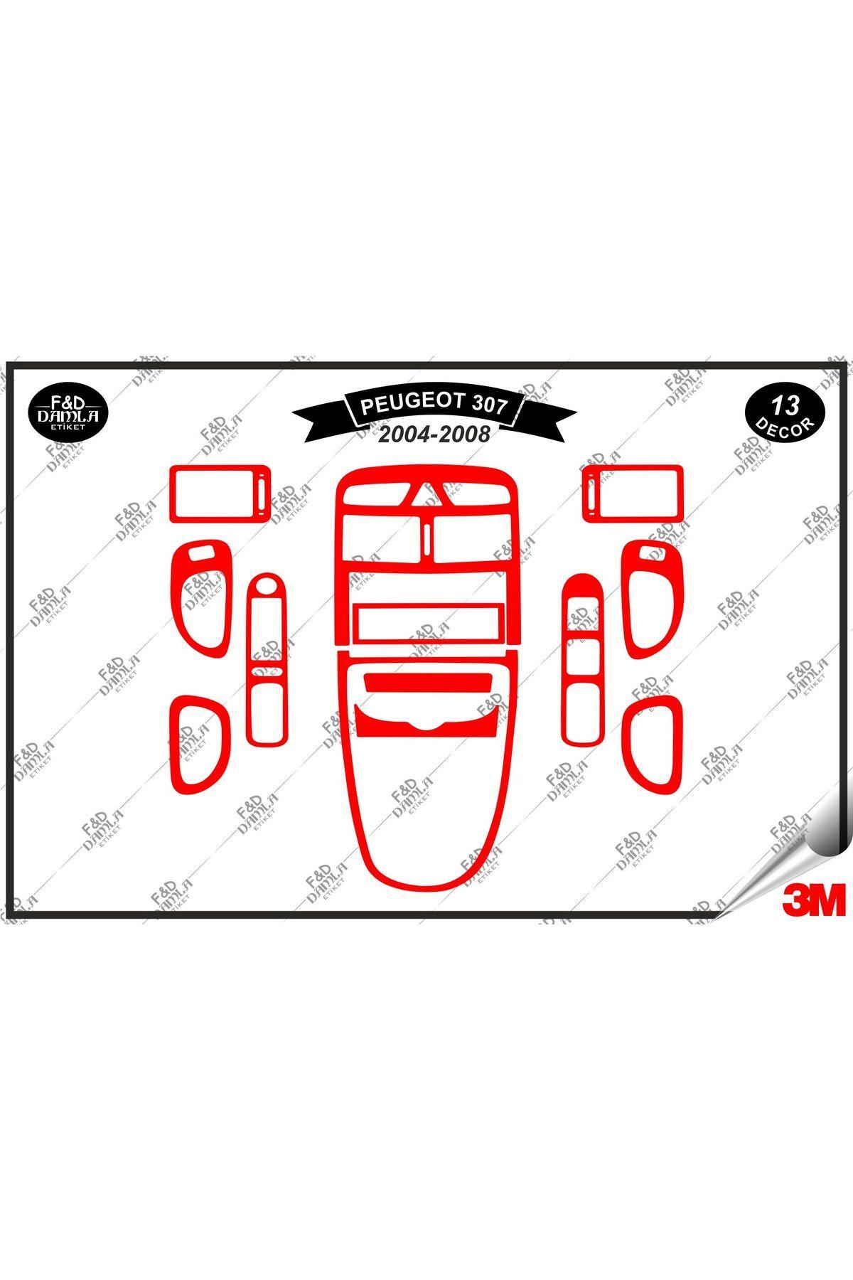 

Peugeot 307 2004-2008 Torpido Konsol Trim Göğüs Maun Kaplama Set 13 Parça Kırmızı