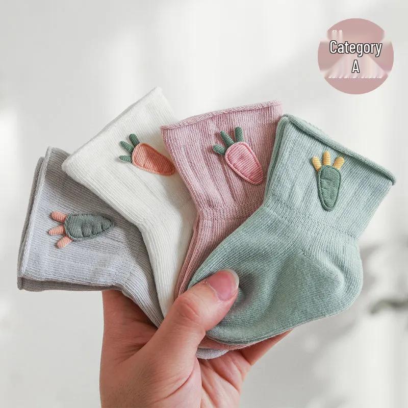 

Cartoon Baby Socks: Boneless, Non-Binding, Anti-Drop Mid-Calf for Spring/Autumn, Boys/Girls, Newborn. M [6-12 Months] Foot Length 9-10cm