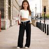 Pantaloni Casual Elastici a Zampa High Waist Colorati per Bambini per Corsa, Danza, Fitness e Yoga