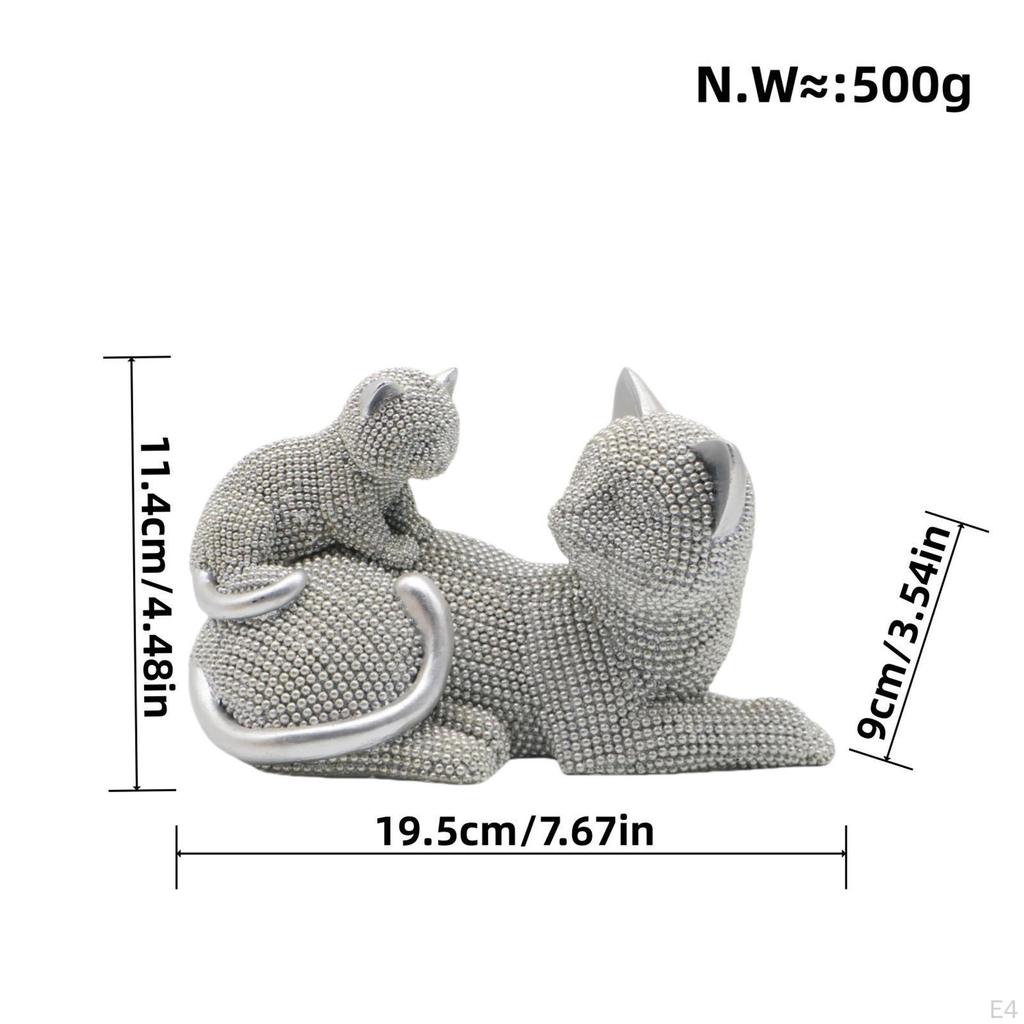 Cat Sculpture Animal Statue Collectible Decorative Figurine Desktop Ornament for Cabinet Bedroom