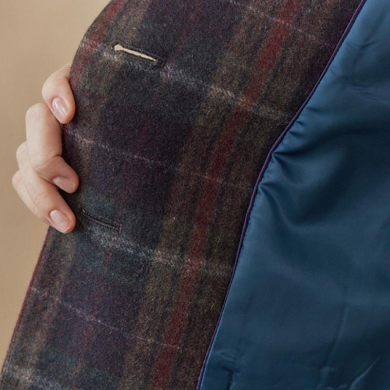 Maxza Multi Check Wool Blend Crop Jacket  Wine  Cd02qj300on