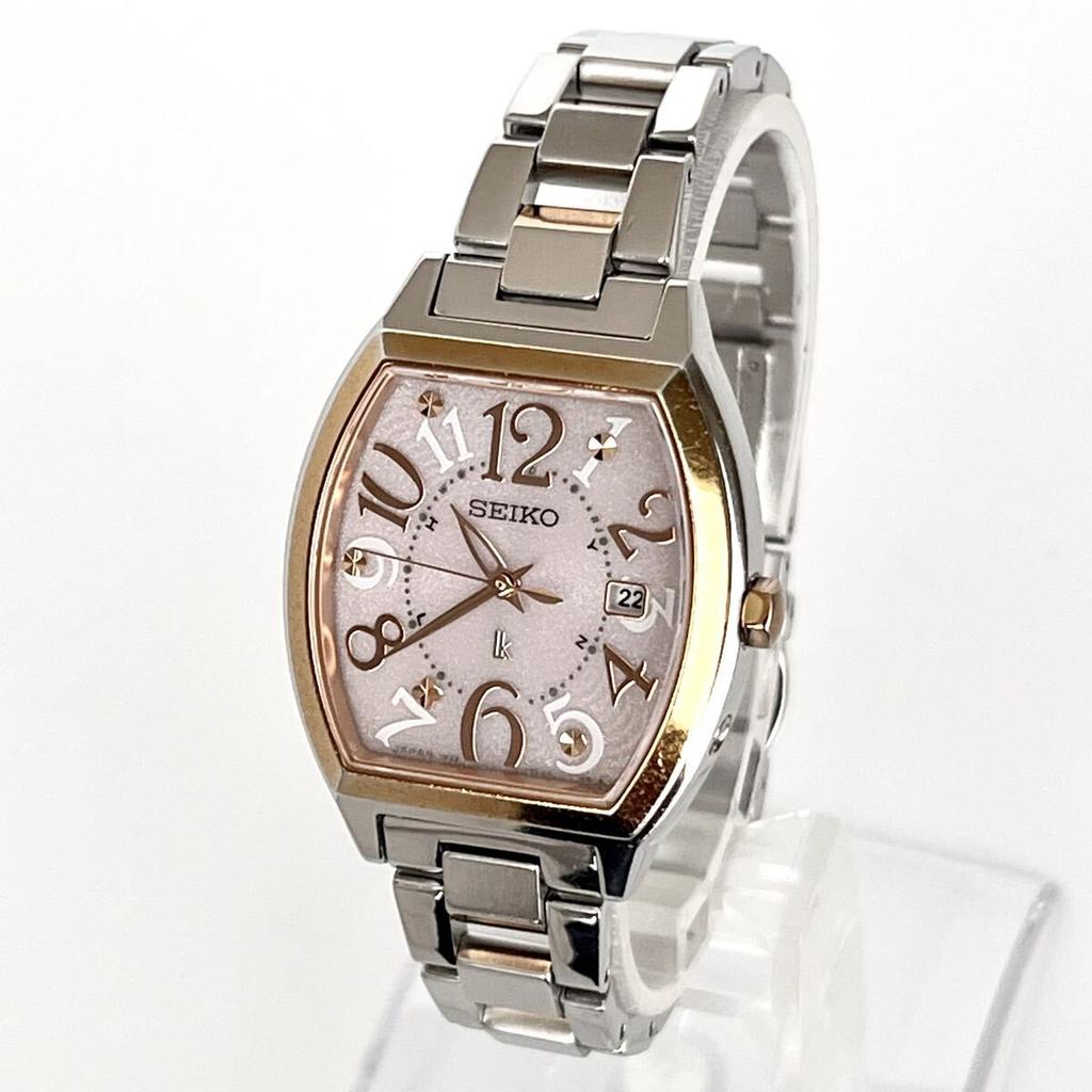 Polished Seiko Lukia Excellent Pink Silver S2360 [Working Condition] Ladies' Watch, Radio-Controlled Solar, Condition, Dial, Gold