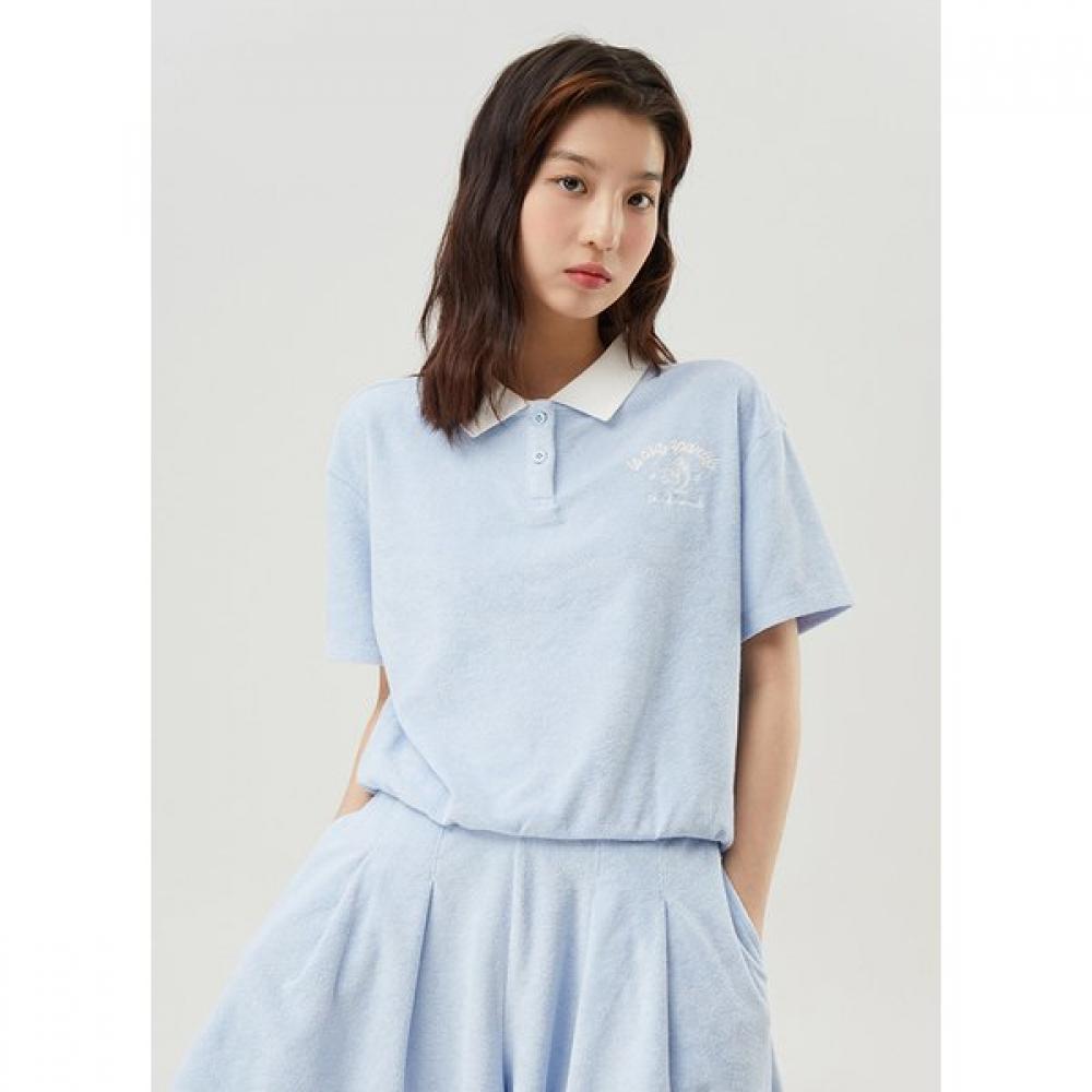 

Le Coq SporTif [end Of Season][60 Off] Terry Crop Polo Collar T shirT Gbl Qq GBL blue/85 S