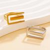 18K Gold Vacuum-Plated Geometric Open Ring Bracelet for Women