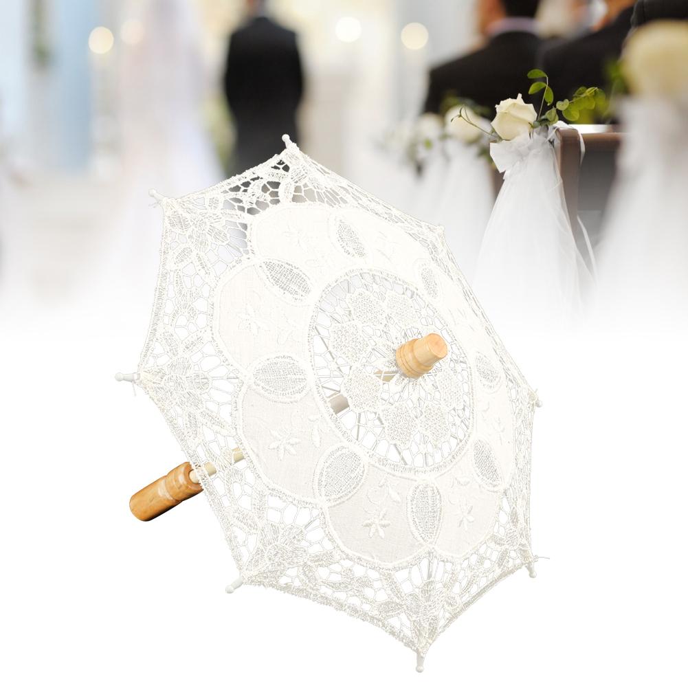 Lindo guarda-chuva artesanal tamanho pequeno palco desempenho renda guarda-chuva decoração de casamento bege pequeno