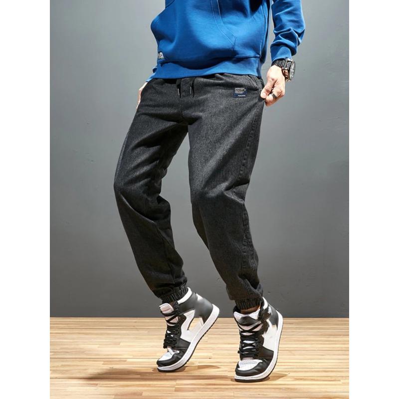 Men's Jogger Jeans Streetwear Black Blue Casual Denim Cargo Pants Stretch Taper Jeans Baggy Trousers