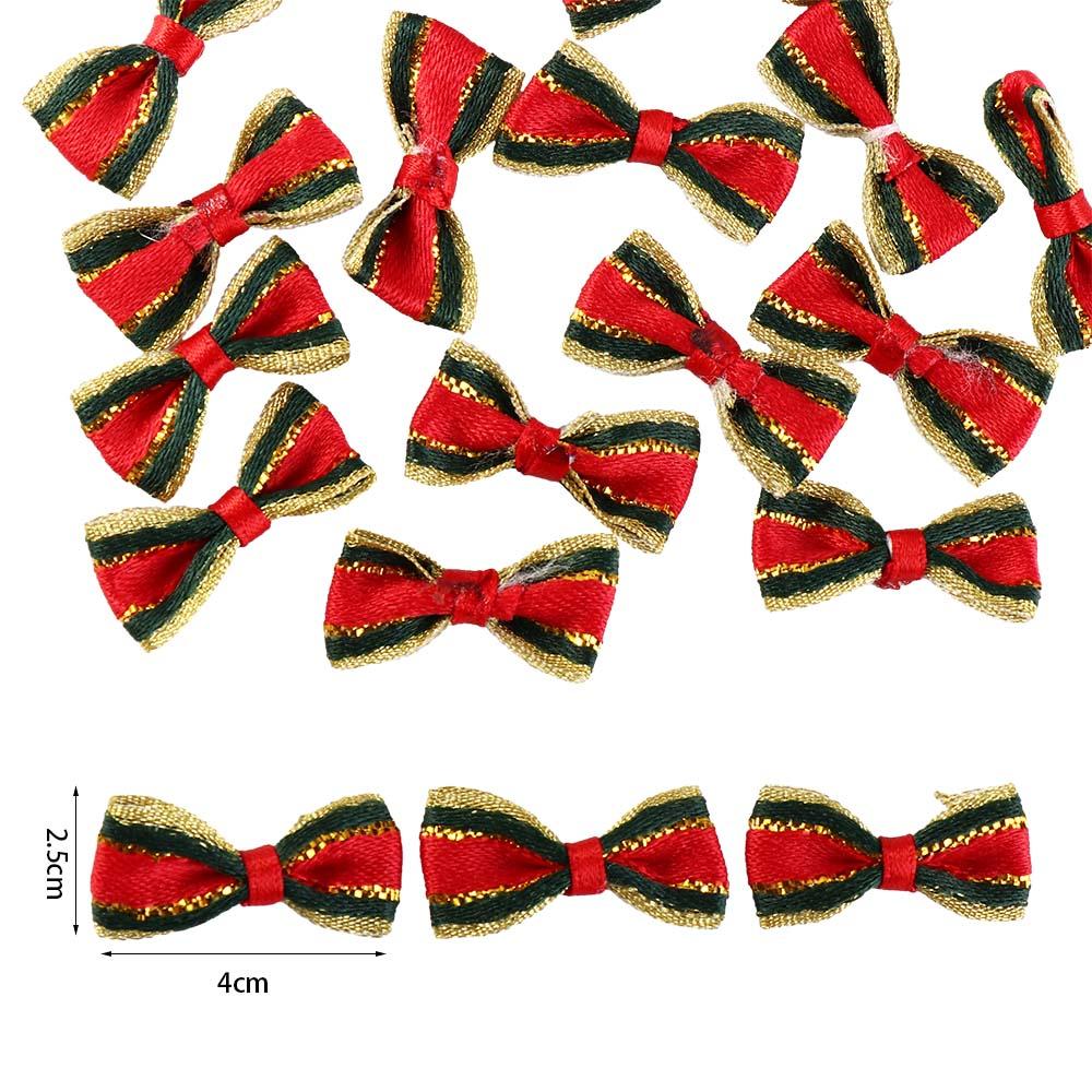 20/25Pcs Xmas Bowknot Christmas Bow Knot DIY Fabric Christmas Tree Ornaments Green Crafts Xmas Hanging Decorations Gift Decor