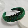 LALA Velvet Jeweled Zigzag Hairband - Green