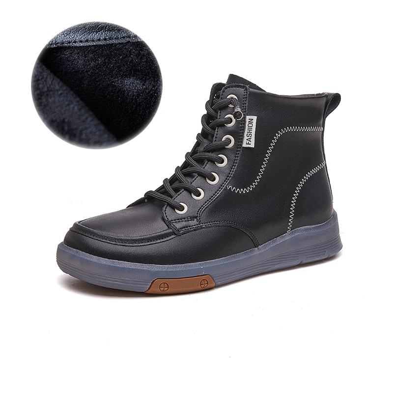 

2025 новые короткие ботинки женские кожаные повседневные на мягкой подошве ботинки Мартин универсальные бархатные хлопковые туфли осень и зима средней высоты с высоким голенищем Корея 41