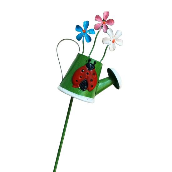 

Metal Garden Stake Watering Pot Cow Bunny Flowers Shape Bee Butterfly Decorative Garden Stake for Outdoor O