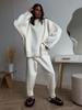 2026 Fall Winter Women's Distressed Sweater Set Round Neck Knit Top + Skinny Pants 2 Piece INS Style Casual Outfit