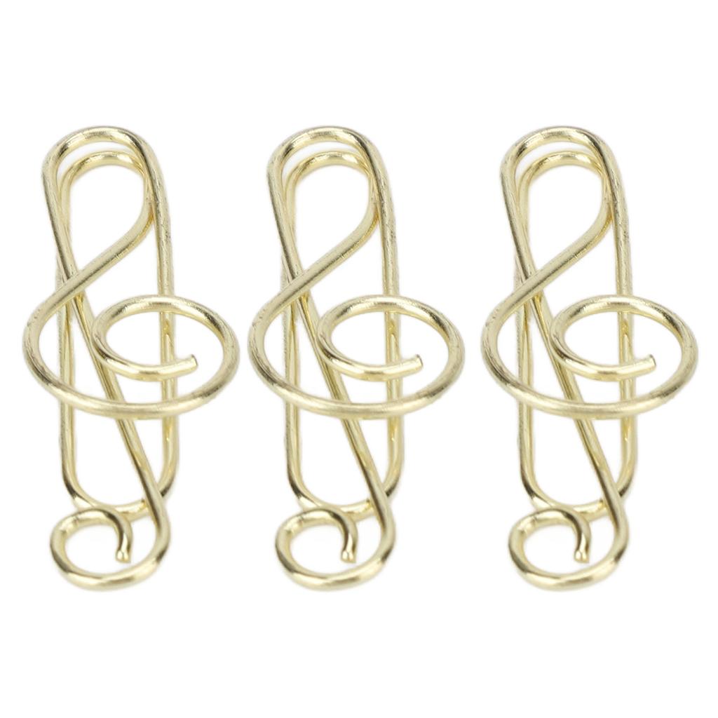 100Pcs Note Shape Paper Clips Innovative Cute Design Corrosion Resistant Gold Paper Clips for Office Home School Hospital