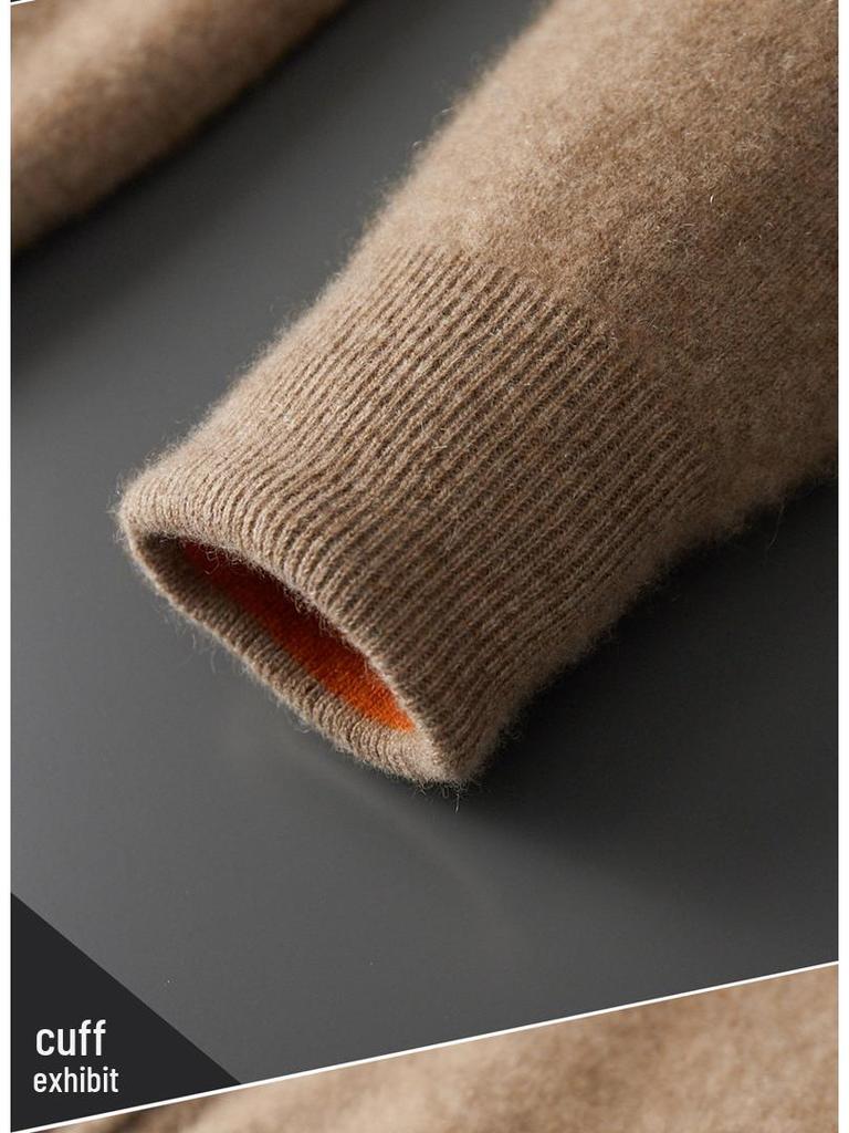 Men's Zipper Hooded Wool Cardigan - Thick Knitwear for Autumn/Winter