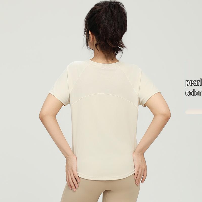 

Женская спортивная дышащая футболка для йоги больших размеров - Мягкая, приятная к коже, приталенная с коротким рукавом для бега и фитнеса 2XL жемчужный