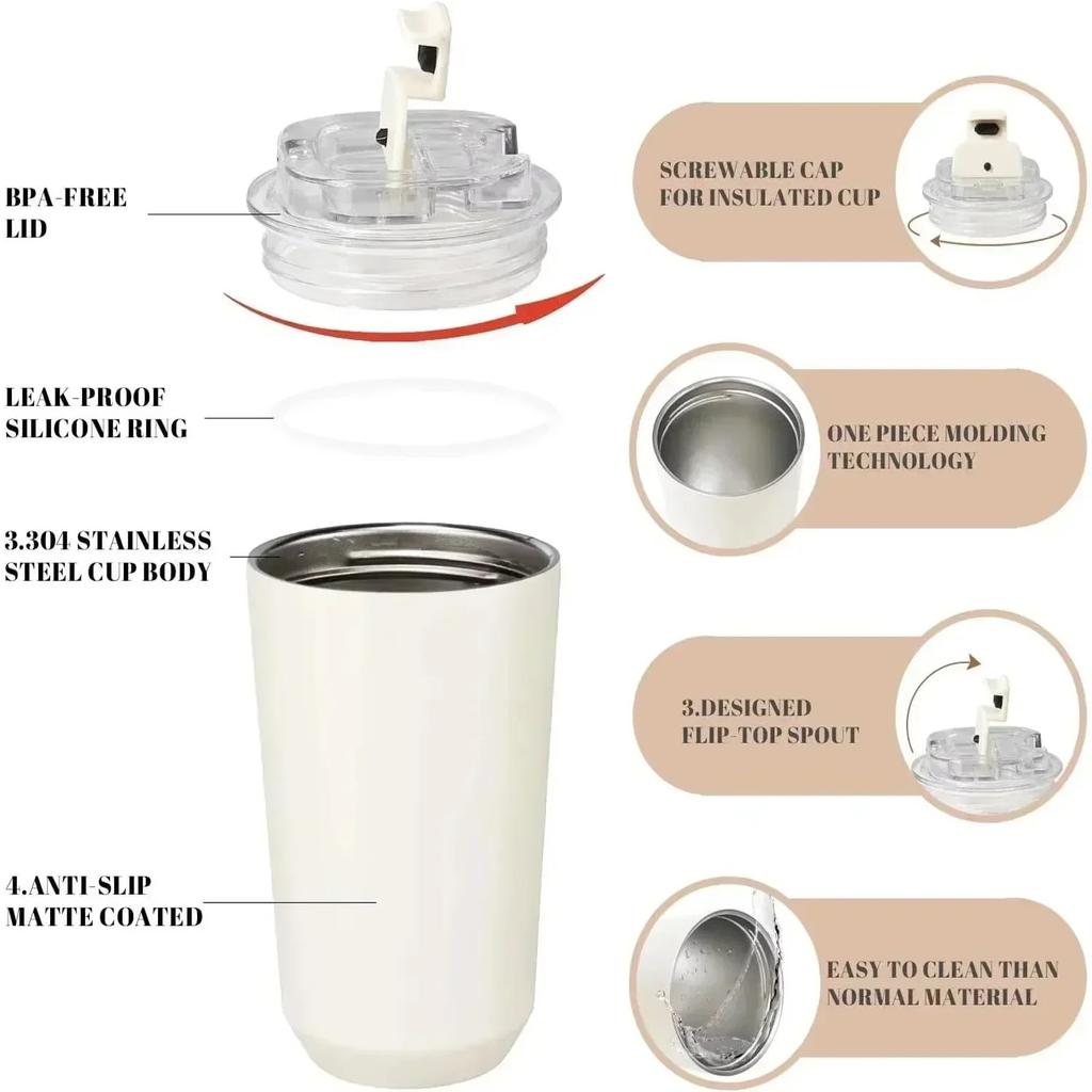 Tazza Termica da 320ML Tazza da Caffè Bianco Latte Bottiglia d'Acqua Isolante per Auto Borracce Sottovuoto in Acciaio Inossidabile da Viaggio Bollitore da Bevande