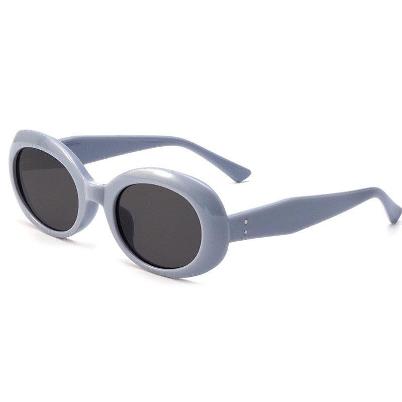 Retro White Oval Frame Sunglasses Women'S Premium Wind Sunglasses
