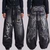 Y2k Gotisch Vintage Grafisch Dames Man Gescheurd Jeans Grunge Gewassen Wijde Pijp Amerikaanse Stijl Denim Broek Baggy High Street