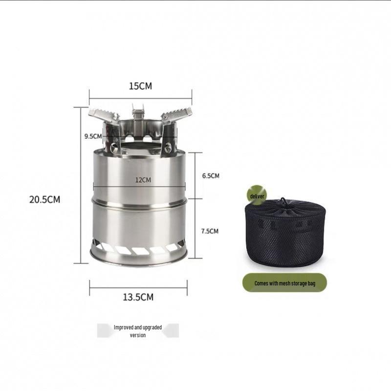 Compact Windproof Stainless Steel Camping Stove - Smokeless, Folding Travel Heater