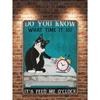 1pc Funny Cat Quote Metal Decor: 8x12 Inch Vintage! "Feed Me O'clock" Tuxedo Poster For Home Wall Art | Local Delivery