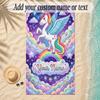 Unicorn Theme Soft Beach Towel Personalized Custom Name Text Towel Portable for Beach Pool Travel