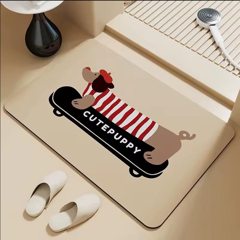 Cartoon Puppy Bathroom Mat Super Absorbent Foot Mat Non-Slip Quick-Drying Bath Mat Cute Dog Floor Mat Footpad Home Decor 40x60cm