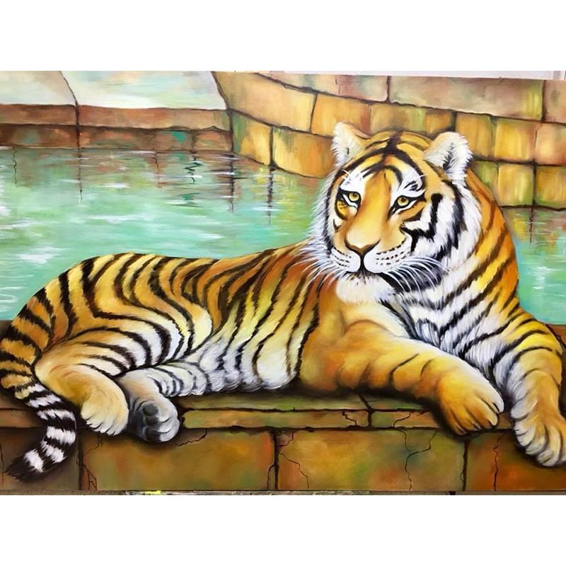 Tiger DIY 5D Diamond Painting Full Round Drill Diamond Embroidery Cross Stitch Mosaic Kits Animal Wall Art Home Decor