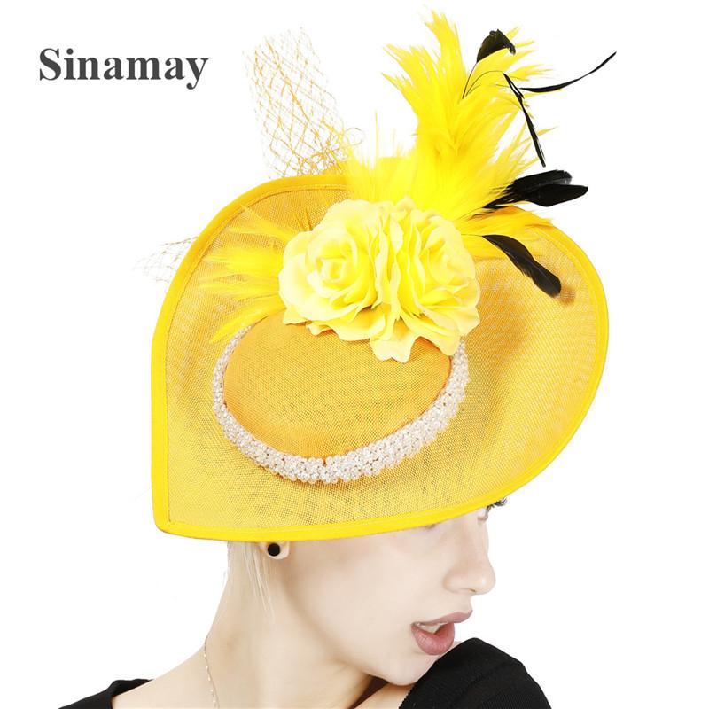European And American Burgundy Imitation Hemp Yarn Headgear Bridal Hair Accessories Banquet Photo Top Hat Feather Headgear