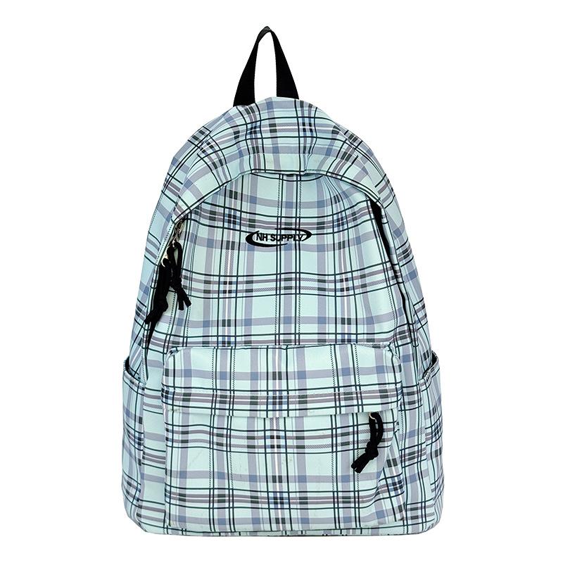 Schoolbag Japanese ins Versatile College Style Plaid Backpack Female, Junior High School High School College Student Class School Bag Travel Backpack