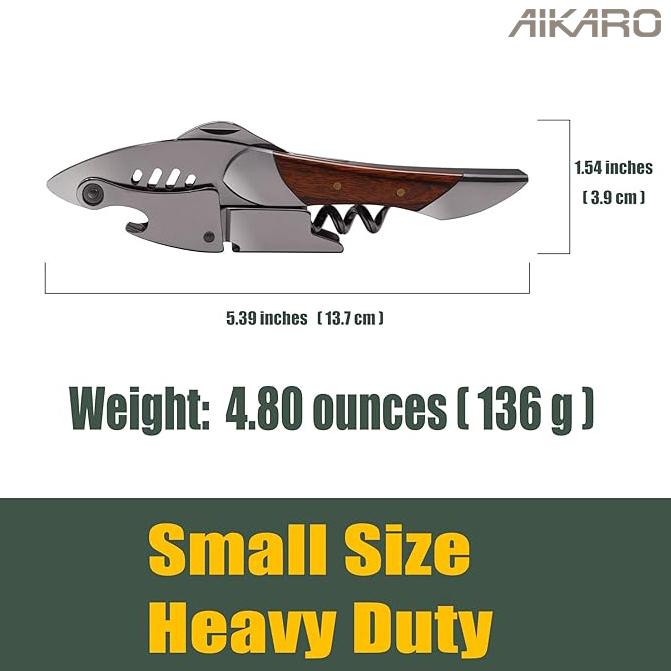 Waiters Corkscrew, Wine Bottle Opener, Heavy Duty Stainless Steel, Rosewood Handle, Shark Shaped Wine Key, Gift for Waiters, Bartenders, Sommelier