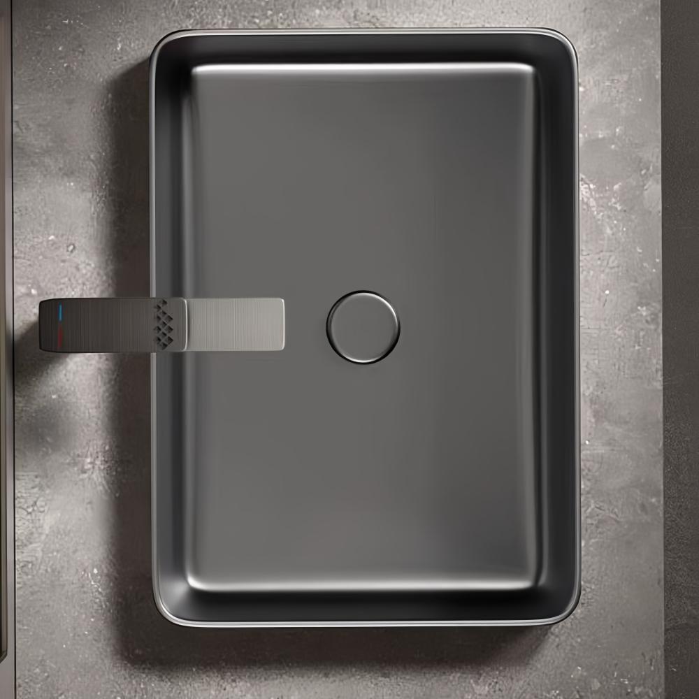 Modern Ceramic Bathroom Container Sink, Striped Design Rectangular Sink, Dressing Table Sink, Suitable for Homes and Balconies